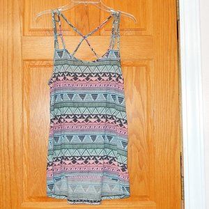 Victoria's Secret Pink Tank Top Medium Pastel Black Tribal Print Strappy